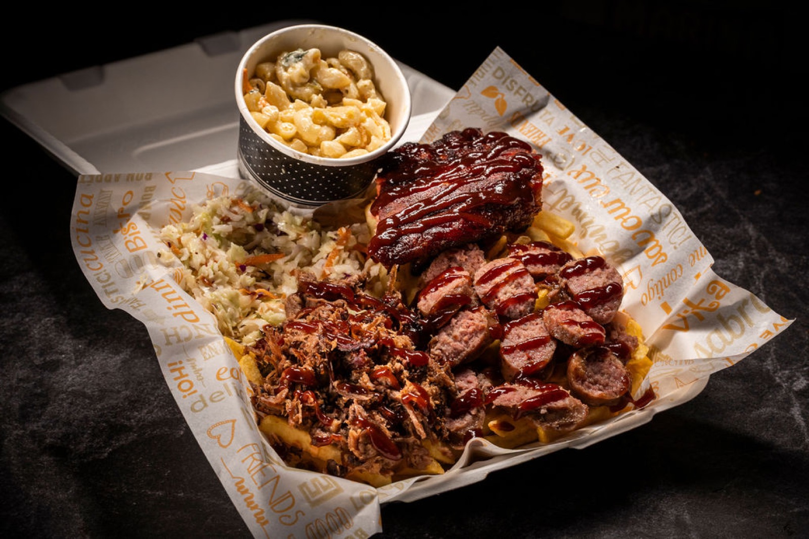 Slow-smoked barbecue platter